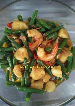 Kacang panjang tumis seafood #BantuMantenBaru