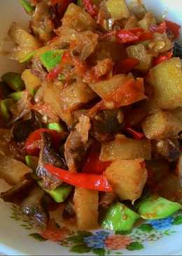 Balado kentang ati ampela campur petai