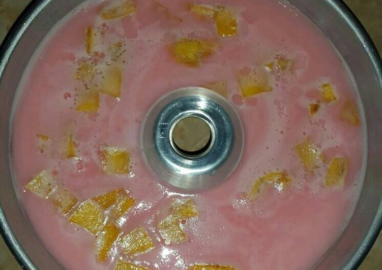 Resep Puding susu strawbery +mangga