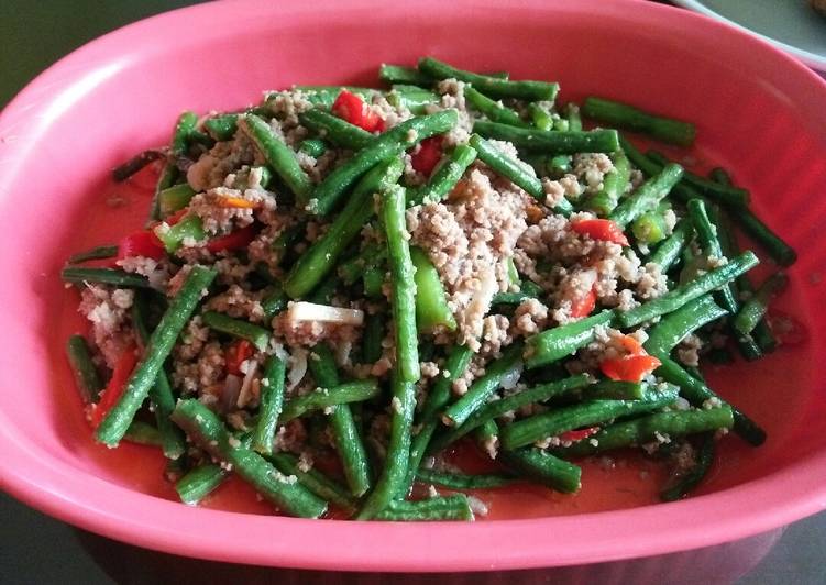 gambar untuk resep Tumis kacang panjang daging giling