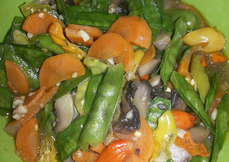 resep lengkap untuk Cha Sayur Jamur+Arcis,Wortel,Saus Tiram Pedes