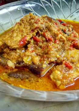 Tempe terong cucut campur bumbu pedas
