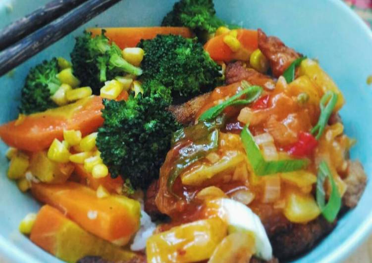 gambar untuk resep makanan Rice Bowl Jamur Crispy Saus Asam Manis