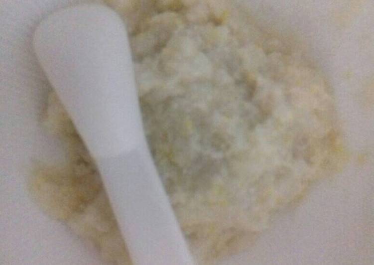 resep masakan Mpasi 7m bubur nasi jamur ayam tahu susu