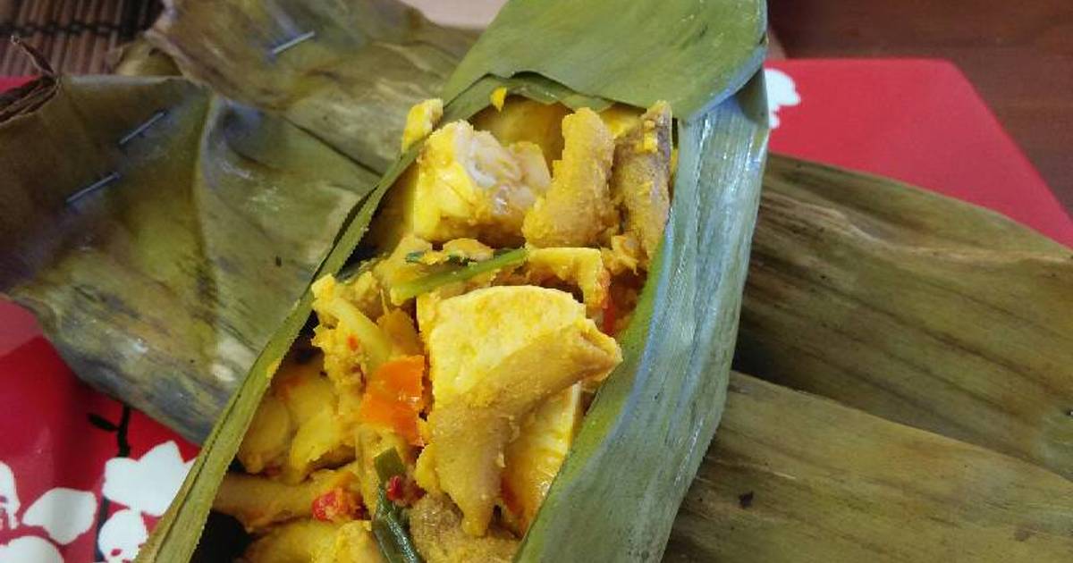 Resep Pepes Usus Ayam Bumbu Kuning ala Shanty Anggraeni