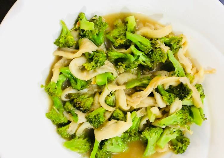 bahan dan cara membuat Tumis brokoli jamur tiram (ala jepang)