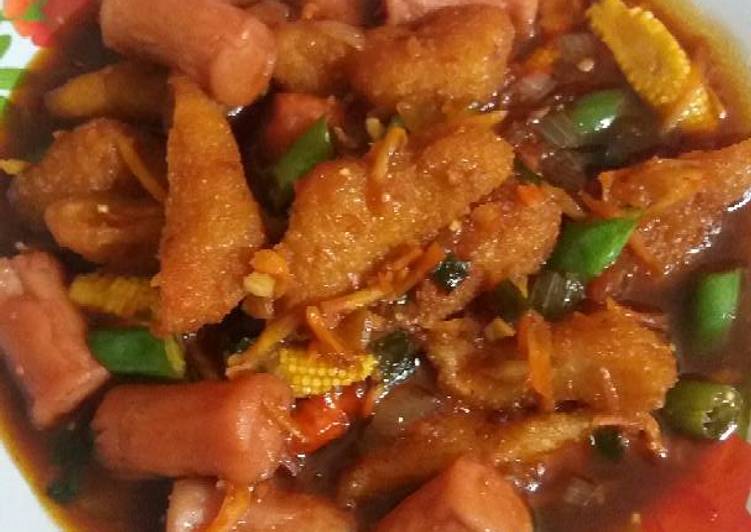 cara membuat Nugget sosis sayur saus tiram