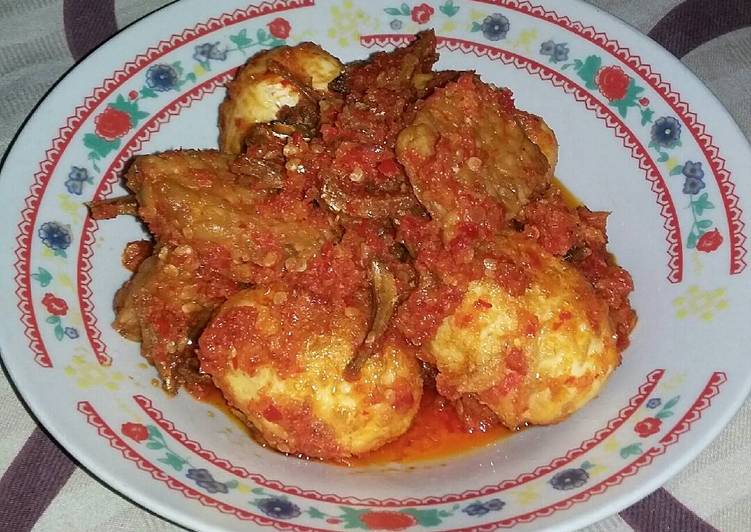 resep Balado telor,tempe&teri