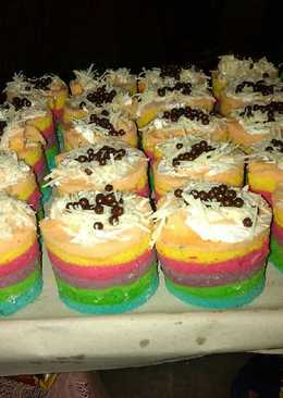 Rainbow roll cake dikukus