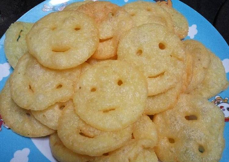 cara membuat Smiley potato/ kentang goreng keju