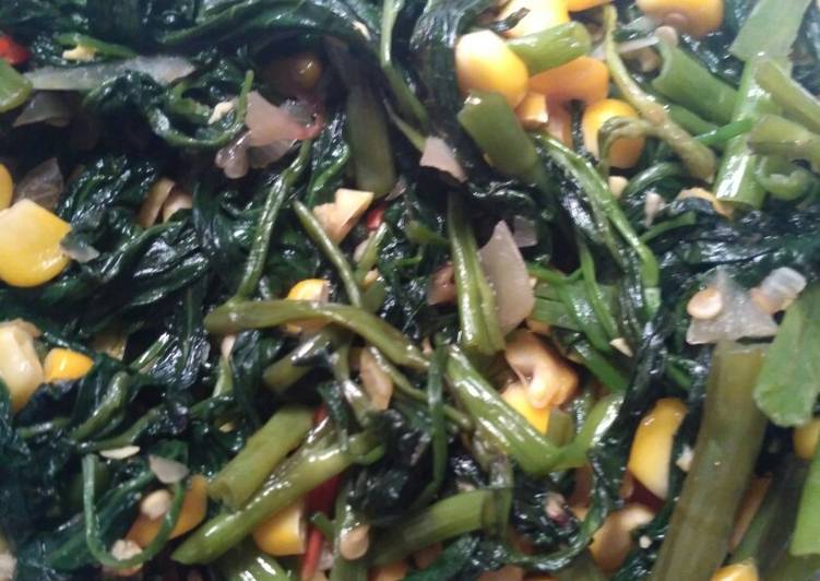 Tumis kangkung + jagung simple