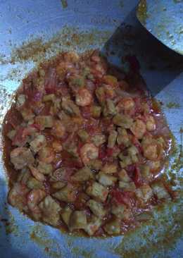 Tumis udang bumbu merah