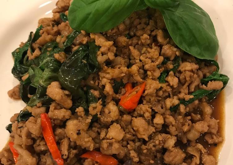 cara membuat Stir Fried Minced Beef/Pork and Basil (simple recipe)