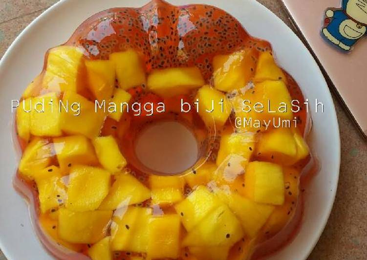 bahan dan cara membuat Puding Mangga biji selasih