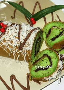 Bolu gulung pandan filling coklat lembut