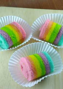 Mini roll rainbow cake