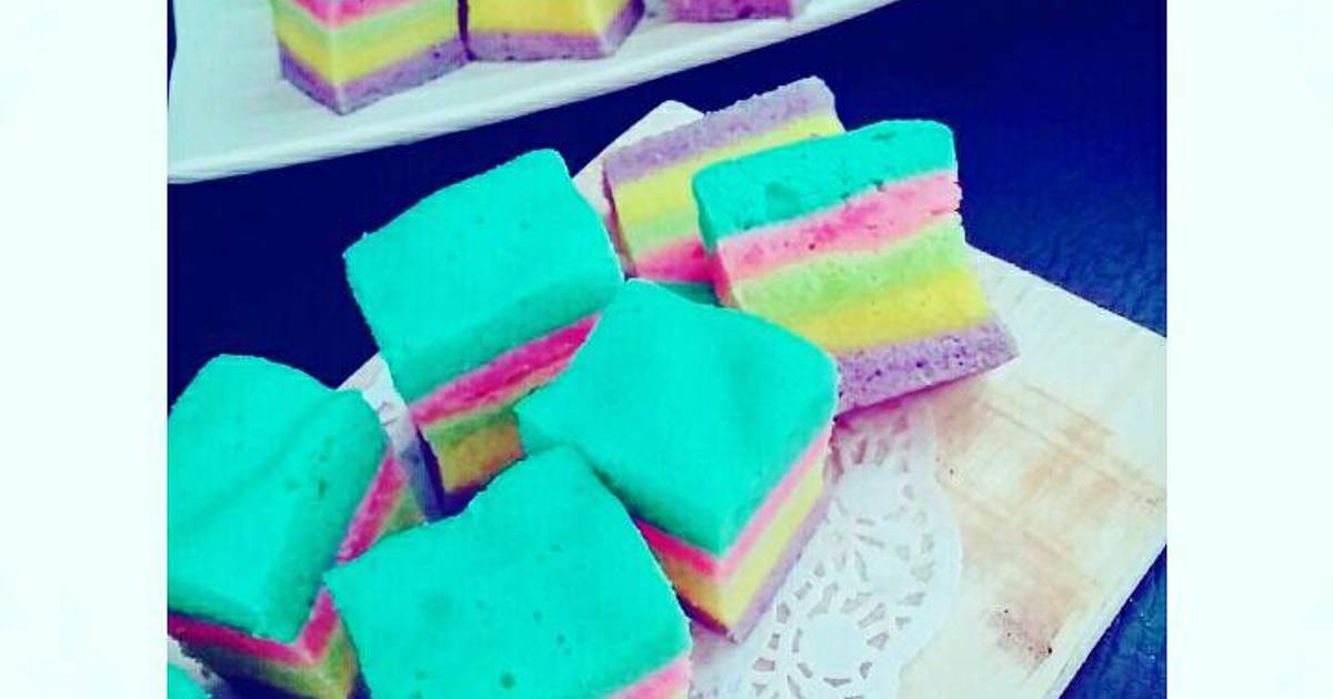 Resep Rainbow cake Ny Liem (kukus)