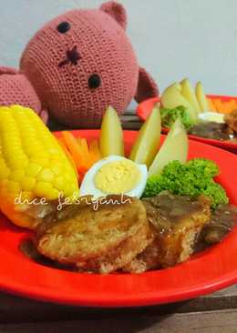 Steamed Tofu with Boiled Vegetables and Blackpepper Sauce