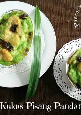 Puding Kukus Pisang Pandan