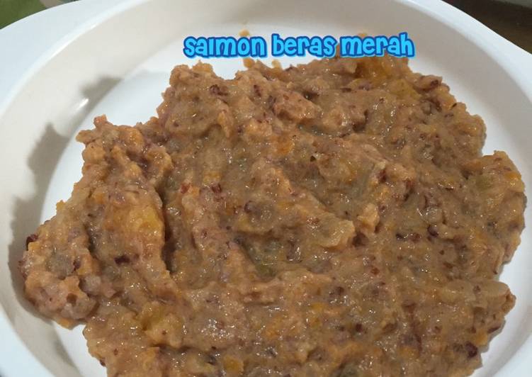 resep makanan Mpasi/mpsufor 9m salmon beras merah