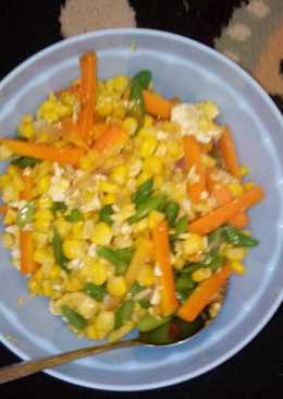 Tumis telur jagung wortel buncis