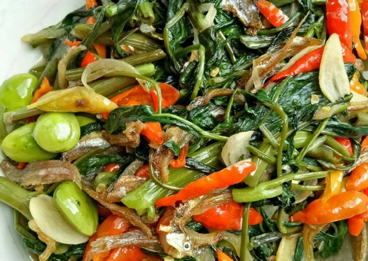 gambar untuk resep makanan Tumis kangkung pete teri