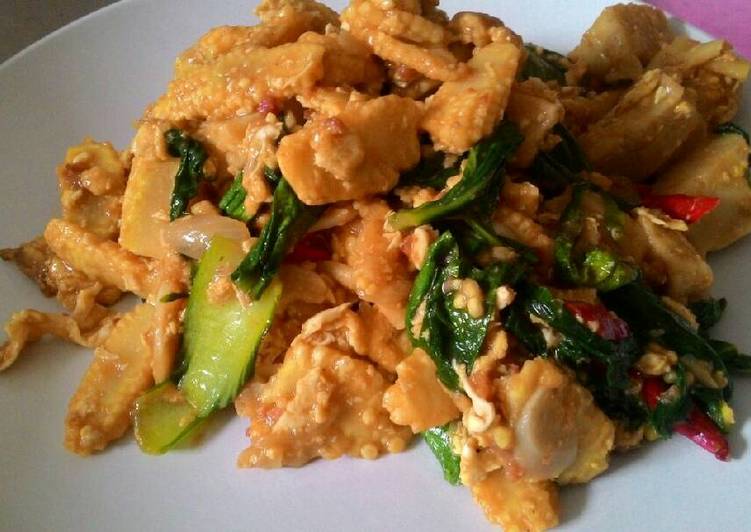 cara membuat Oseng Kekean Jagung Muda Sawi dengan Saus Kornet Telur