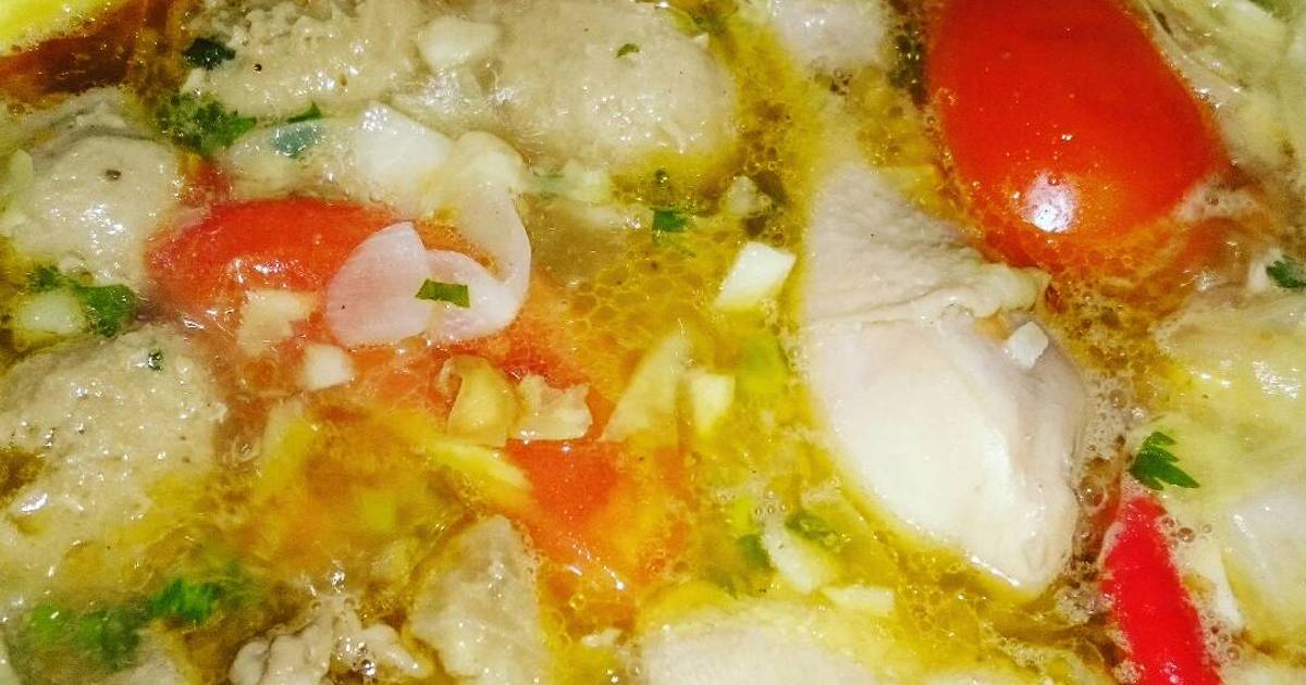 Resep Sop ayam bakso nagih ala Rayhan Mabrurah