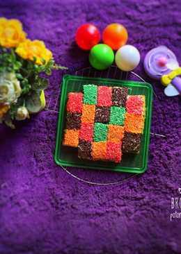 Brownis pandan potong rainbow ekonomis