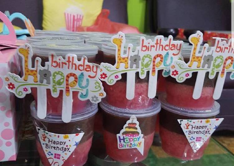 Resep Puding lumut strawberry mix coklat puding coffee