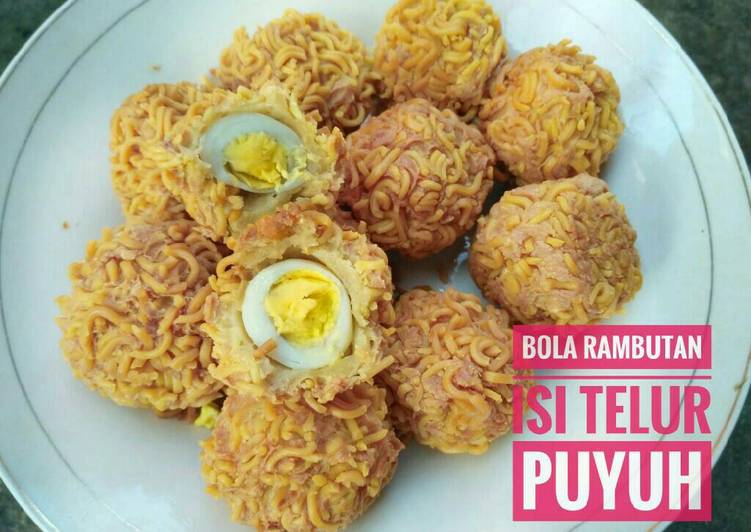 cara membuat Bola Rambutan Isi Telur Puyuh