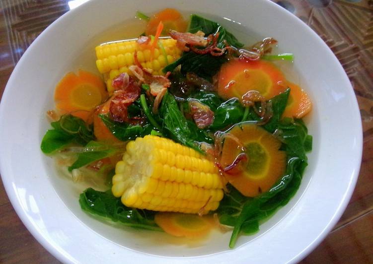 Resep Bening bayam wortel jagung tanpa MSG Dari Nora Oktiawan