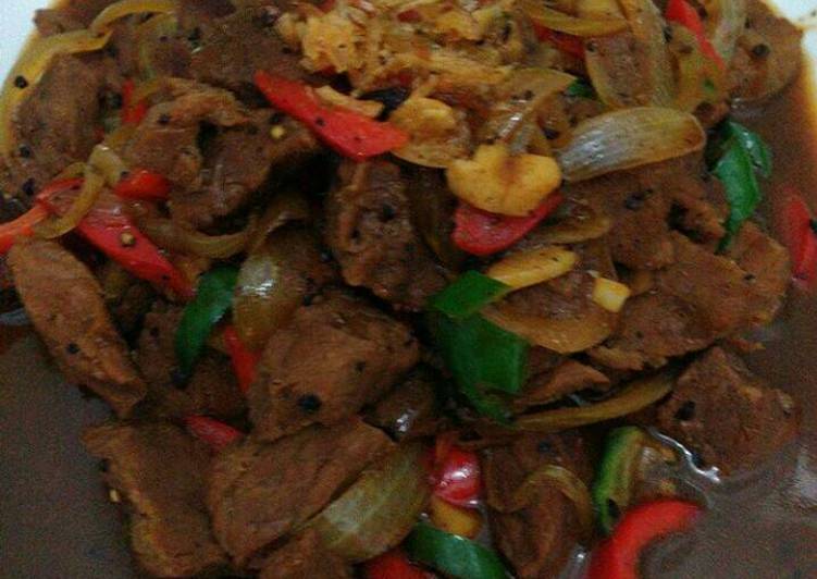 gambar untuk resep makanan Daging sapi lada hitam #kitaberbagi