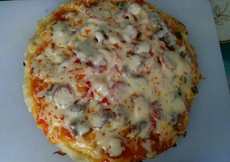 bahan dan cara membuat Pizza Kambing homemade #KitaBerbagi