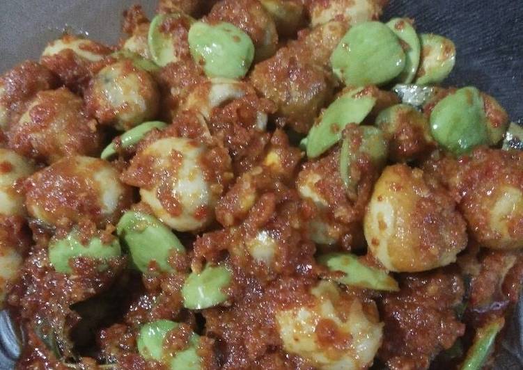 resep makanan Sambalado Pete Telur Puyuh