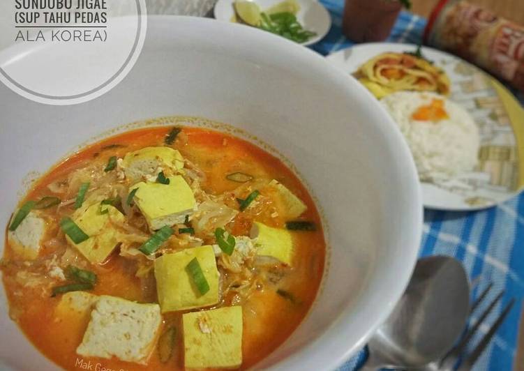 bahan dan cara membuat Sundubu Jjigae (Sup Tahu Pedas Korea)#pr_asianfood