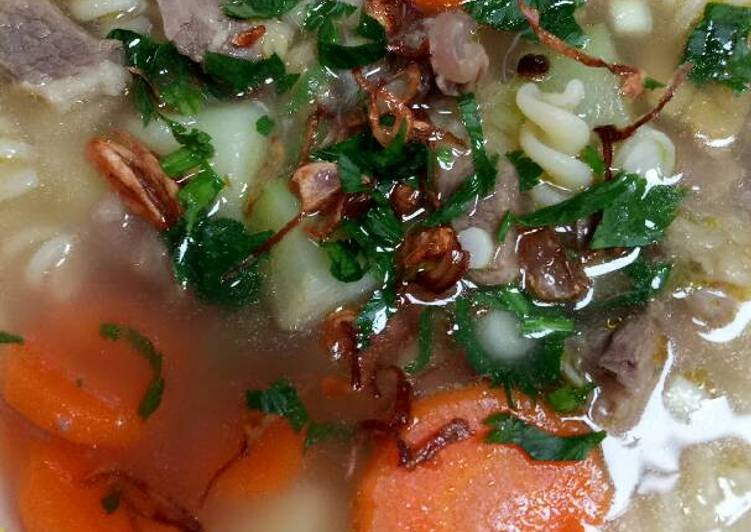 Resep Soup daging makaroni Karya ros mey