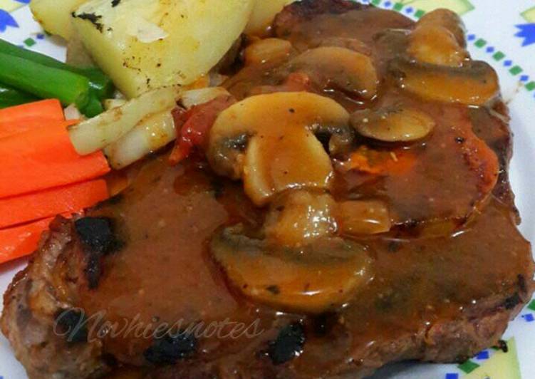 resep Beef Steak with Mushroom Sauce