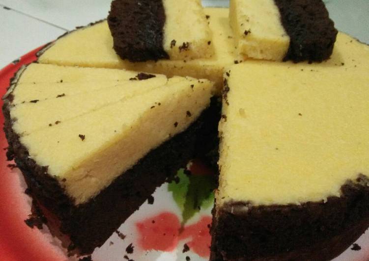 resep lengkap untuk Cheese cake lapis brownie coklat