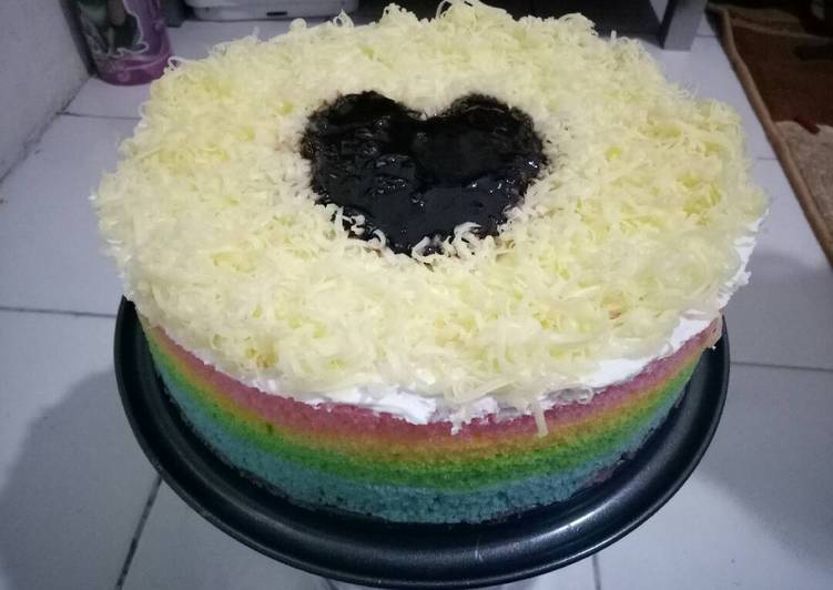 resep lengkap untuk Steamed Rainbow Cake Ny Liem