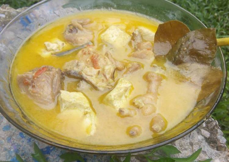 cara membuat Opor ayam tofu