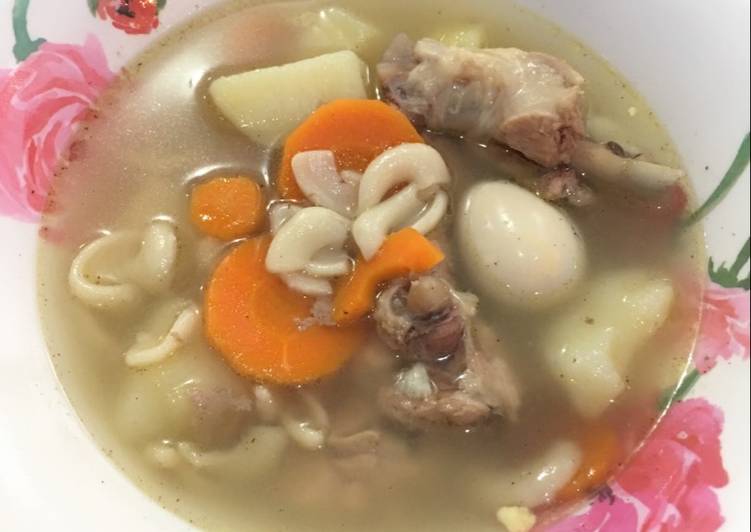 Resep Sup ayam + macaroni