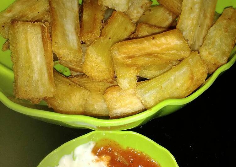 resep makanan Singkong goreng cocol saos sambal mayones..