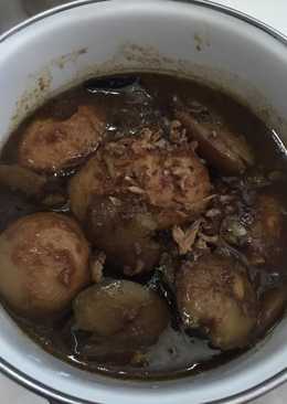 Semur jengkol telor rebus (pedas)