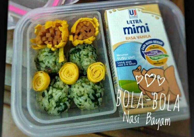 resep makanan Bola-bola Nasi Bayam (Bekal sekolah anak tk)