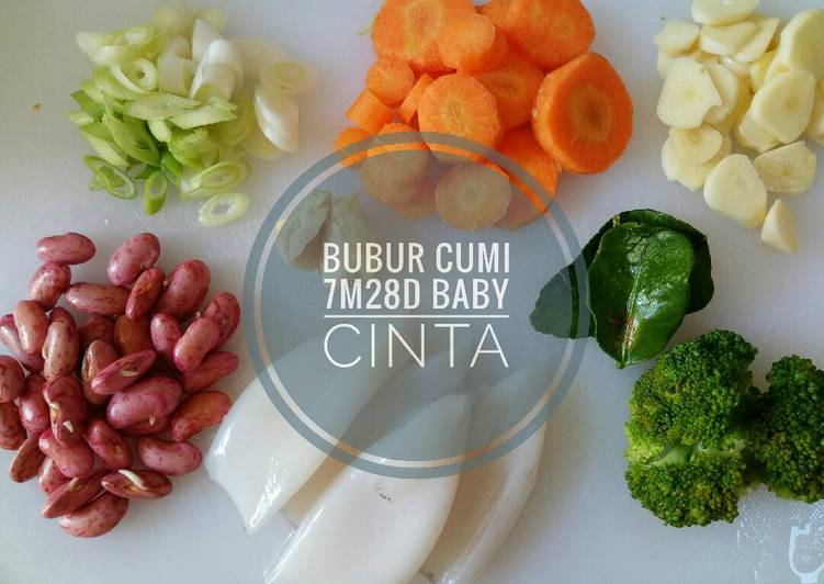 bahan dan cara membuat MPASI Bubur Cumi kacang merah 7M28D