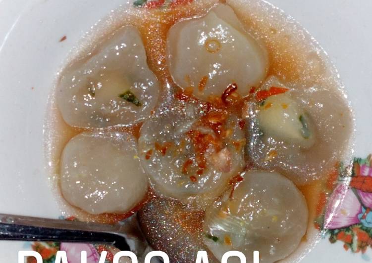 resep masakan 33.Bakso aci (cilok kenyal) kuah pedas