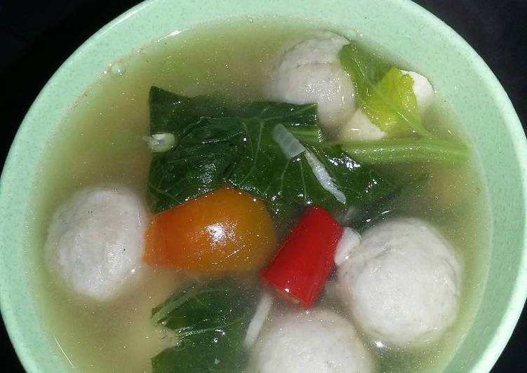 bahan dan cara membuat Sup Baso Tahu w/ veggies