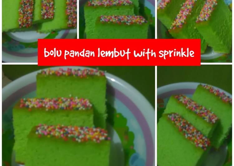 bahan dan cara membuat Bolu pandan lembut with sprinkle ??????