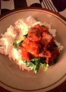 Paruh sapi rica-rica dengan bayam